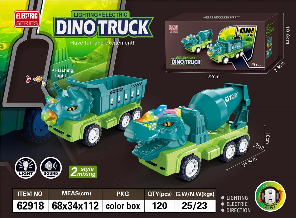 Electric Dinausaur Truck with Lights & Sounds