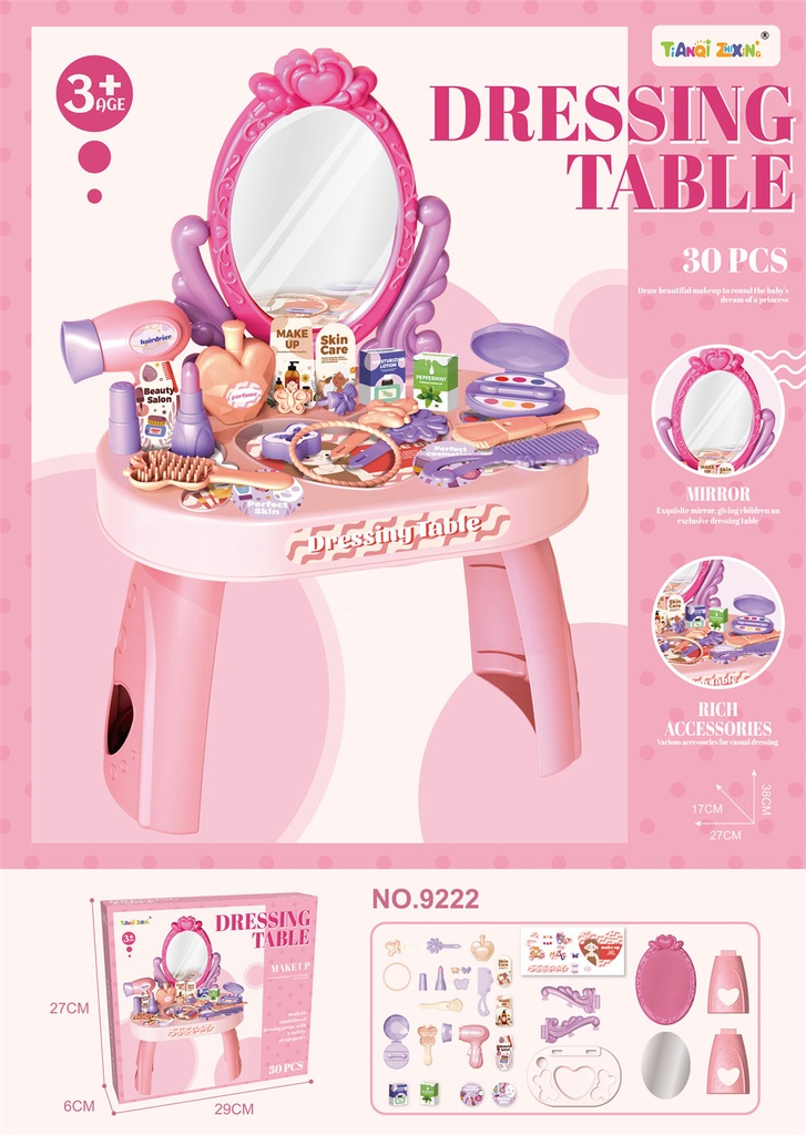 Dressing Table with Mirror & Accessories (30 pcs)