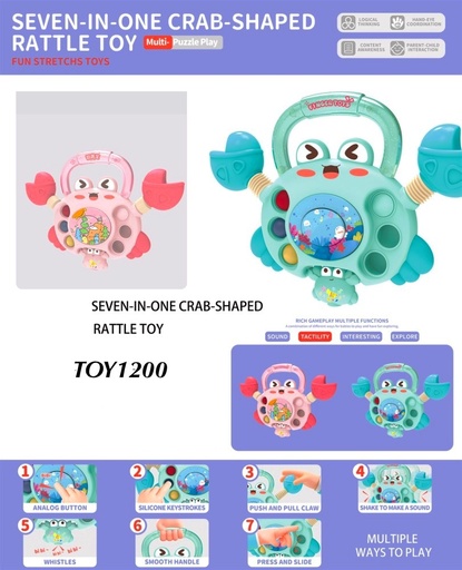 [TOY1200(OCT25C2)] Seven in One Crab Shaped Rattle Toy